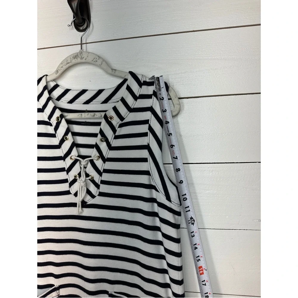 kate spade Navy and White Striped Sleeveless Lace-Up Shift Dress - Picture 7 of 10